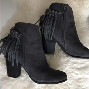 Gray Fringe Booties